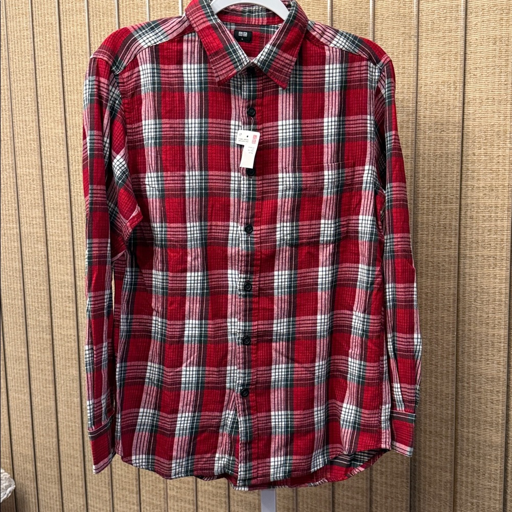 Uniqlo Red and Black Plaid Shirt